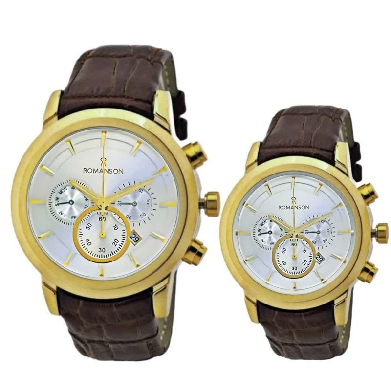 ست ساعت مچی عقربه‌ای کوارتز زنانه و مردانه رومانسون مدل بند فیکس تک موتور ژاپن کد 005