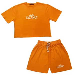 ست تی شرت و شلوارک زنانه مدل VACANCY 20-10 رنگ نارنجی