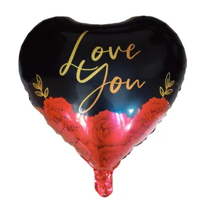 بادکنک مدل فویلی قلبی طرح i love you کد S1