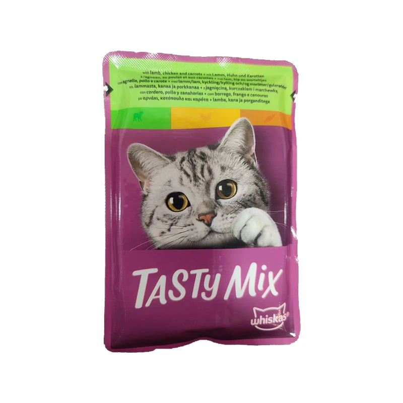 پوچ گربه بالغ ویسکاس مدل Tasty Mix Country Collection با طعم بره، مرغ و هویج وزن 85 گرم