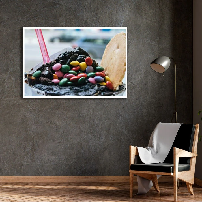 تابلو نوری بکلیت طرح بستنی شکلاتی مدل W-D2218 فریم سفید