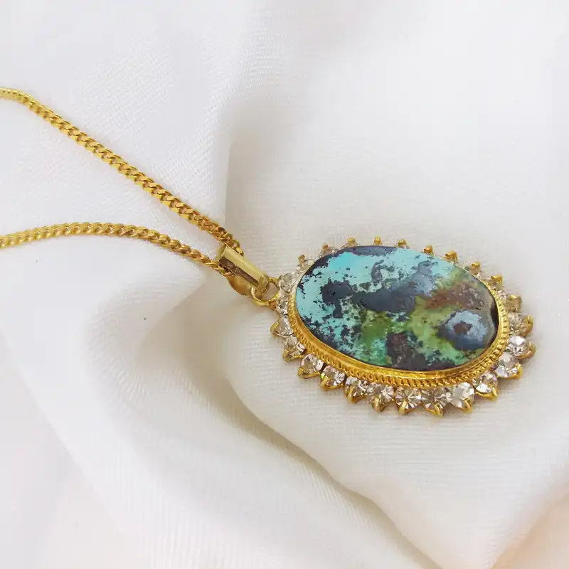 گردنبند نقره زنانه مدل فیروزه نیشابور کد NG2077