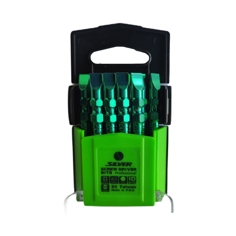 سری پیچ گوشتی یکسر چهار سو سیلور مدل professional مجموعه 10 عددی