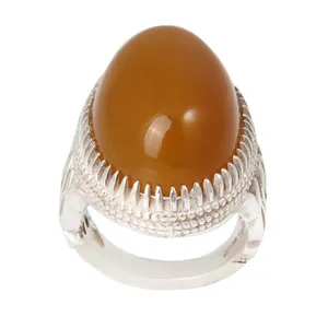 انگشتر نقره مردانه بازرگانی میلادی مدل سنگ عقیق یمنی کهنه رکاب دست ساز کد AM_1976