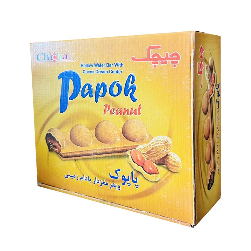 ویفرمغزدار بادام زمینی پاپوک چیچک بسته 24 عددی