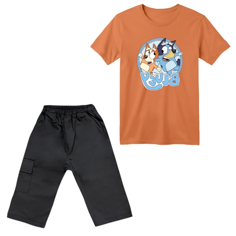 ست تی‌شرت آستین کوتاه و شلوارک پسرانه مدل بلویی کد 03