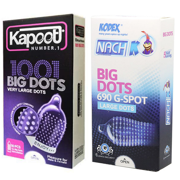 کاندوم ناچ کدکس مدل BIG DOTS بسته 10 عددی به همراه کاندوم کاپوت مدل BIG DOTS بسته 10 عددی