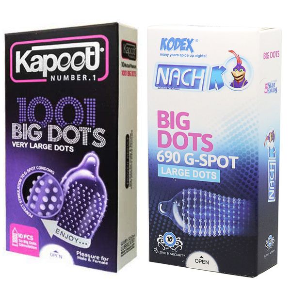 کاندوم ناچ کدکس مدل BIG DOTS بسته 10 عددی به همراه کاندوم کاپوت مدل BIG DOTS بسته 10 عددی -  - 1