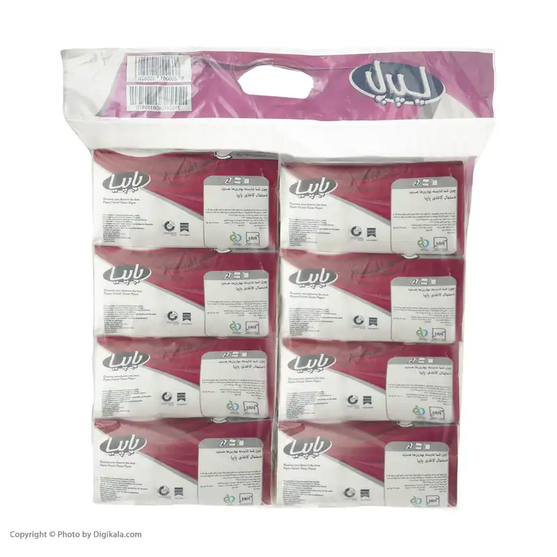 دستمال کاغذی 250 برگ پاپیا مدل 009 بسته 8 عددی