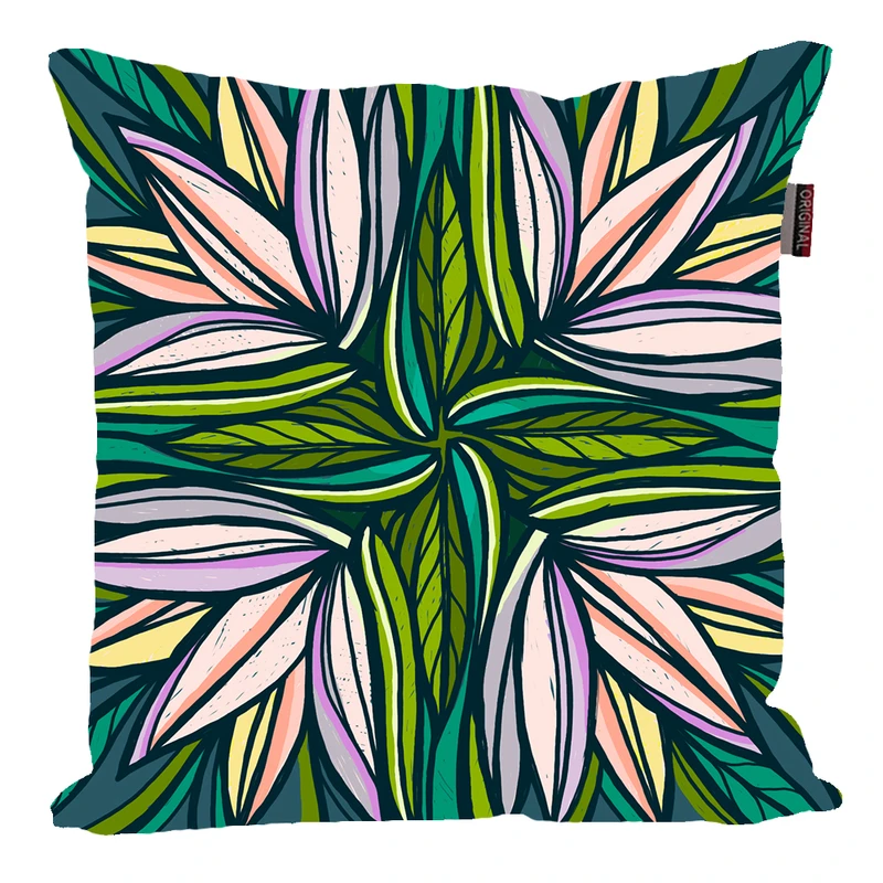 کوسن پاد آفرین مدل فانتزی طرح گل و برگ کد PK40654