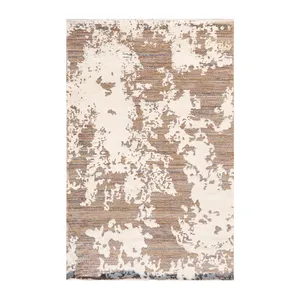 فرش ماشینی 1200 شانه فرش بهشتی زمینه کرم - قهوه‌ای حاشیه قهوه ای مدل یونیک 8473 