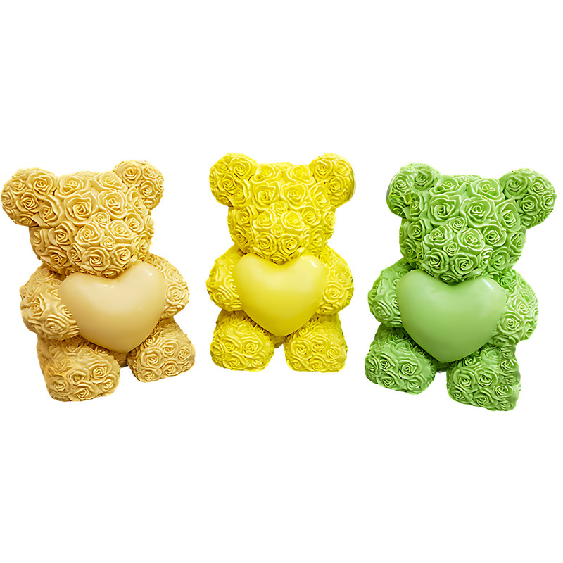 قالب شمع مدل خرس تدی گل گلی قلب به دست کد C 06CM