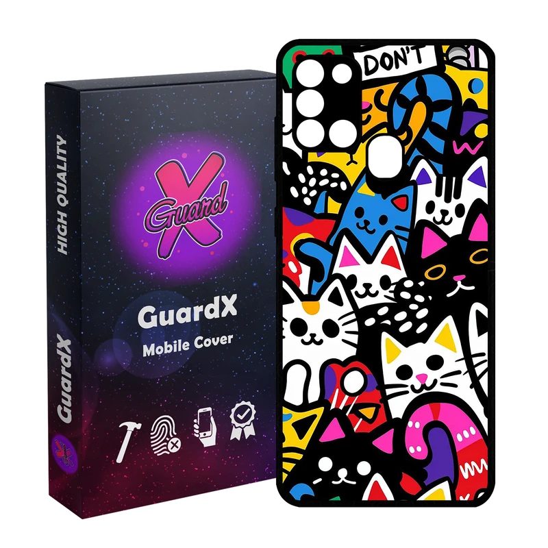 کاور گارد ایکس طرح گربه رنگی مدل Glass10766 مناسب برای گوشی موبایل سامسونگ Galaxy A21s