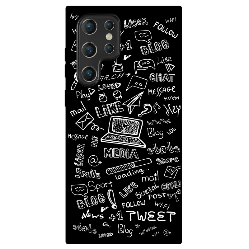 کاور مگافون طرح رسانه های اجتماعی مدل 1898 مناسب برای گوشی موبایل سامسونگ Galaxy S22 Ultra 5G         