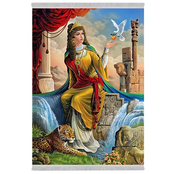 فرش پارچه‌ای دفه مدل فرشینه شانل مخمل طرح فانتزی کد 7004