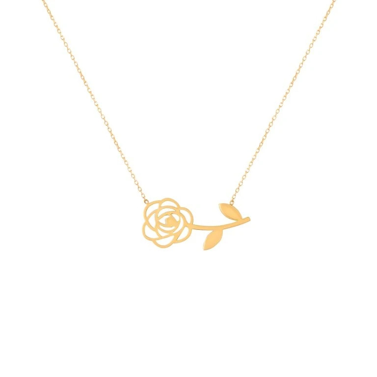 گردنبند طلا 18 عیار زنانه رضا گلد مدل گل رز