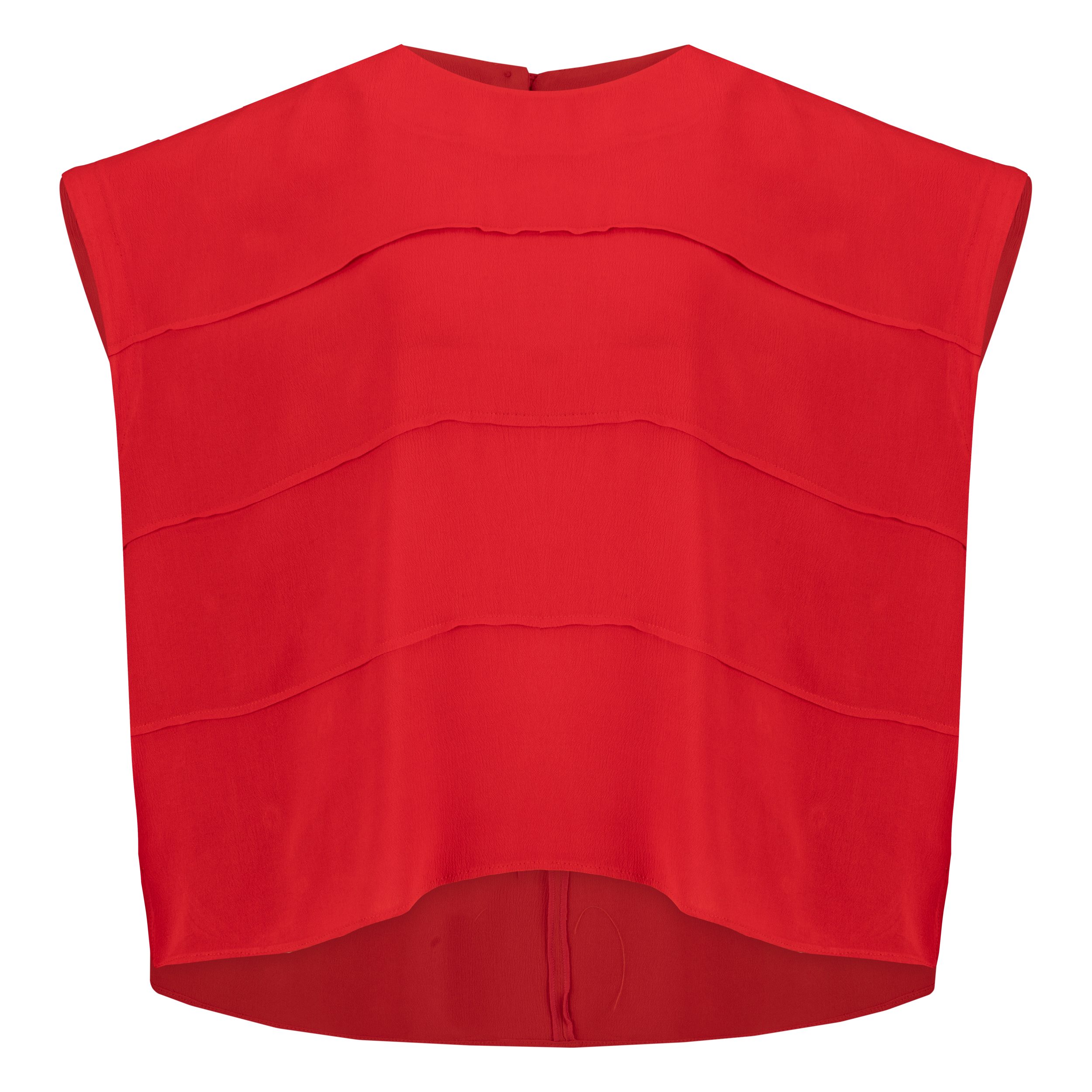 بلوز آستین کوتاه زنانه سرژه مدل 204555 یقه گرد جلورگه دوزی رنگ قرمز