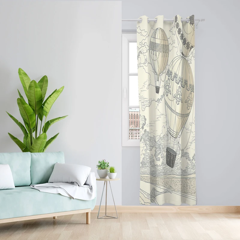 پرده مدل بالن مخمل پانچی کد 2666 سایز 140x280 سانتی متر