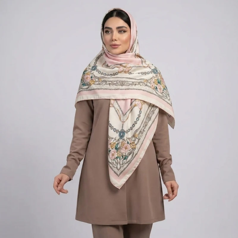 روسری ابریشم توییل زنانه مدل  H098 با طول و عرض 125×125 سانتی‌متر