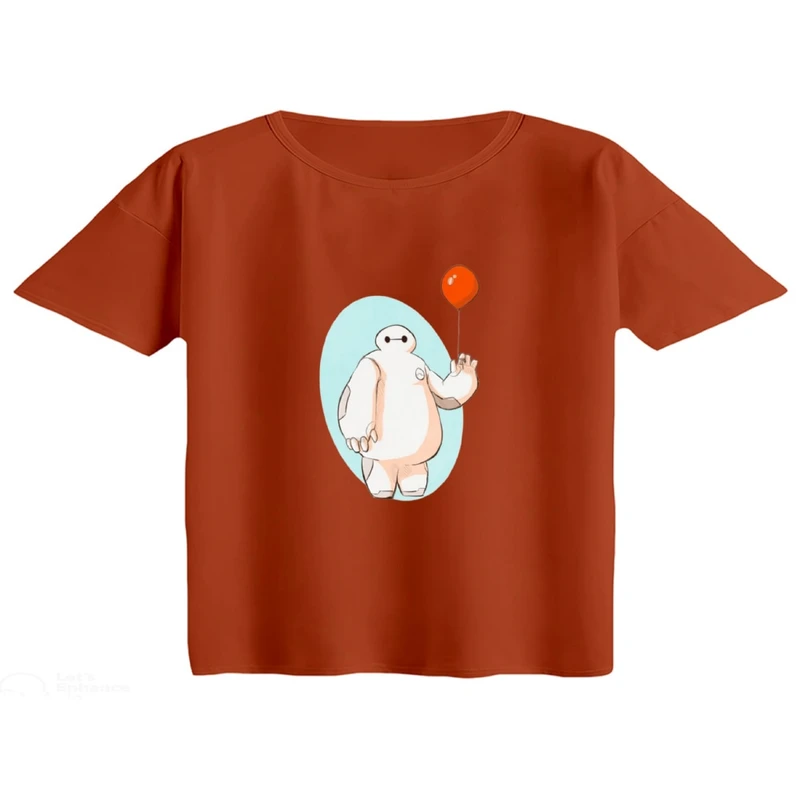 کراپ تی‌شرت آستین کوتاه زنانه مدل بیمکس و بادکنک