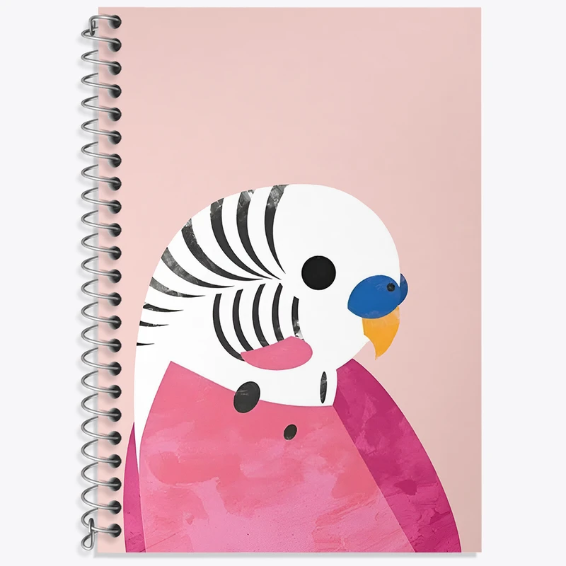 دفتر زبان 50 برگ خندالو مدل سه خط طرح مرغ عشق کیوت کد N5111