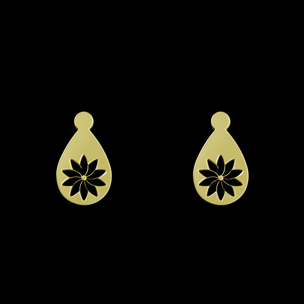 گوشواره طلا 18 عیار زنانه مدوپد مدل گل کد GA1-13177