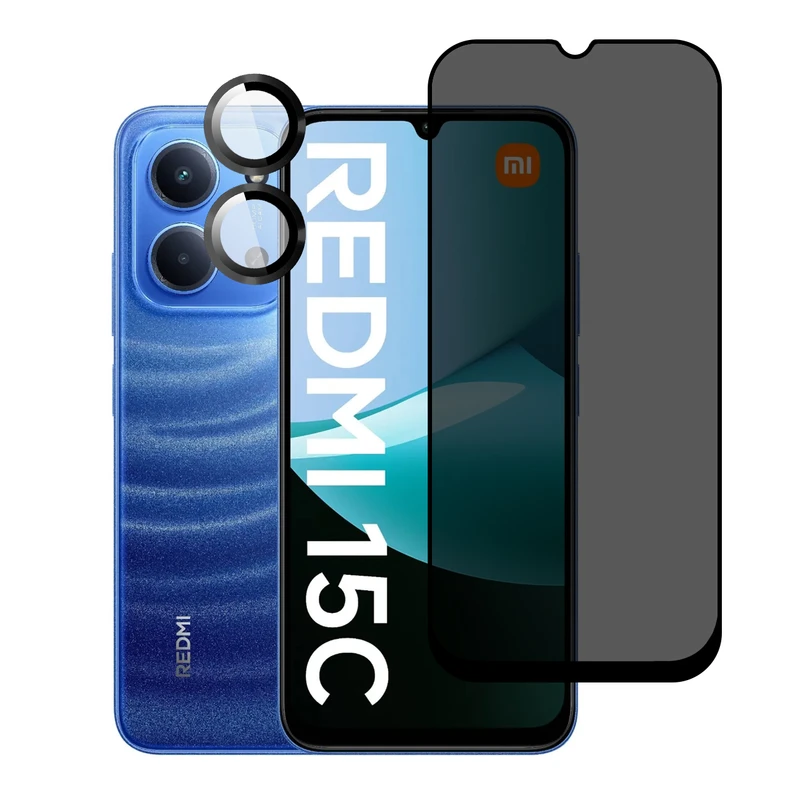 محافظ صفحه نمایش آکوآرا مدل Premium PRV RNG مناسب برای گوشی موبایل شیائومی Redmi 15C 4G به همراه محافظ لنز دوربین