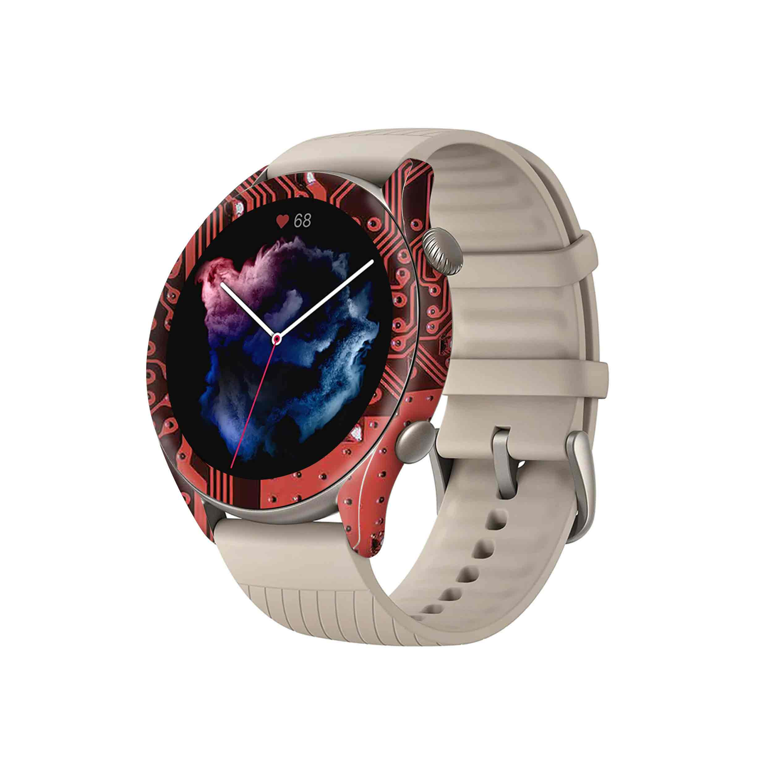 برچسب ماهوت طرح Red-Printed-Circuit-Board مناسب برای ساعت هوشمند آمازفیت GTR 3