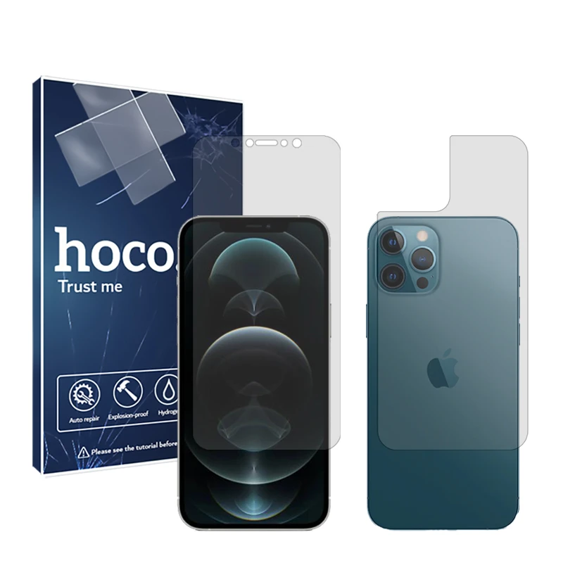 محافظ صفحه نمایش شفاف هوکو مدل HyGEL مناسب برای گوشی موبایل اپل iPhone 12 Pro Max به همراه محافظ پشت گوشی