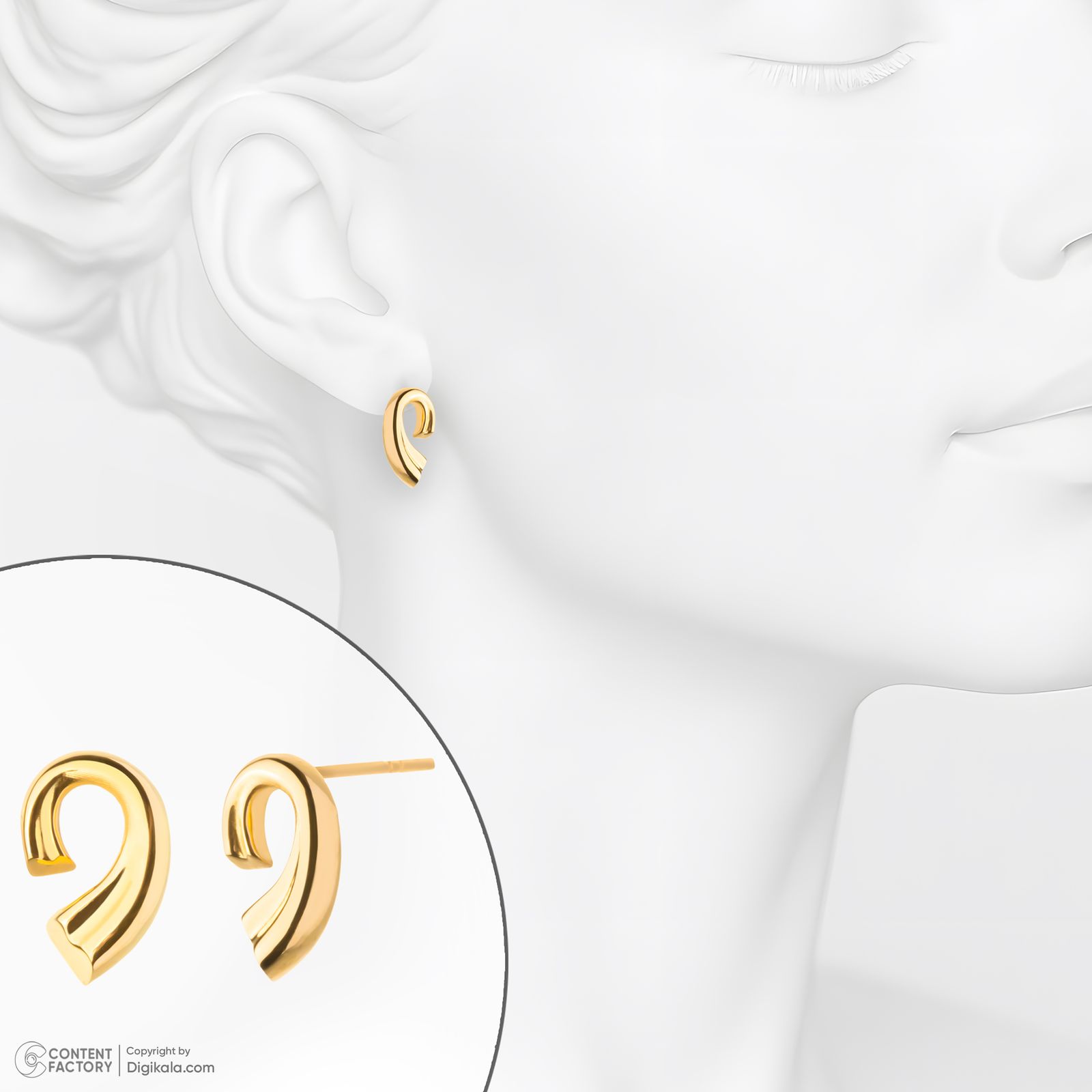 گوشواره میخی طلا 18 عیار زنانه گلدم مدل E245004 -  - 6