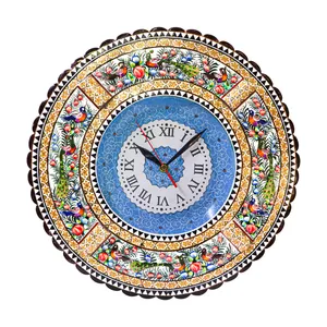 ساعت میناکاری مدل گرد طرح گل و مرغ برجسته کد Gr36d18-2f4