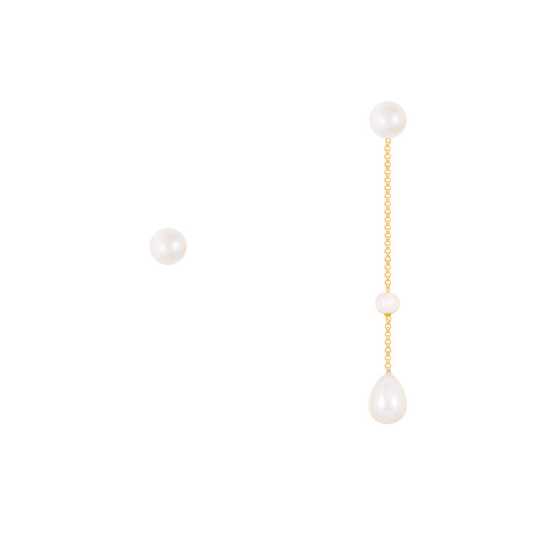 گوشواره طلا 18 عیار زنانه پرسته مدل زنجیر و مروارید