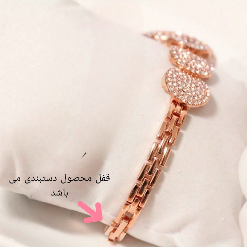 ساعت مچی عقربه ای زنانه مدل دستبندی فول نگین استون طرح جواهر کد 3