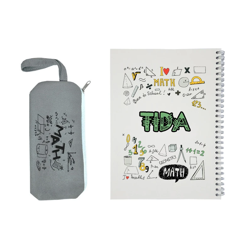 دفتر مشق 50 برگ طرح ریاضی مدل تیدا به همراه جامدادی