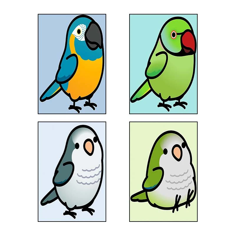 تابلو شاسي کارنيکا طرح طوطی کد 56114 مجموعه 4 عددی