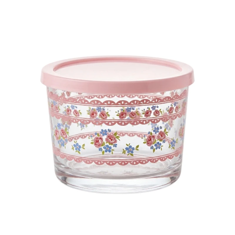 ظرف نگهدارنده با بدنه شیشه ای مدل Roses PK مناسب برای قرار دادن در یخچال سازگار با مواد غذایی