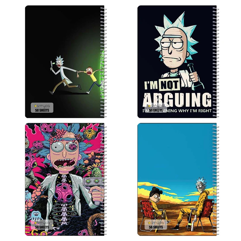 دفتر نقاشي 50 برگ کارنيکا طرح ریک و مورتی کد 40539 مجموعه 4 عددی
