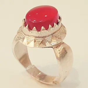 انگشتر نقره مردانه مدل سنگ عقیق یمانی کد P8600