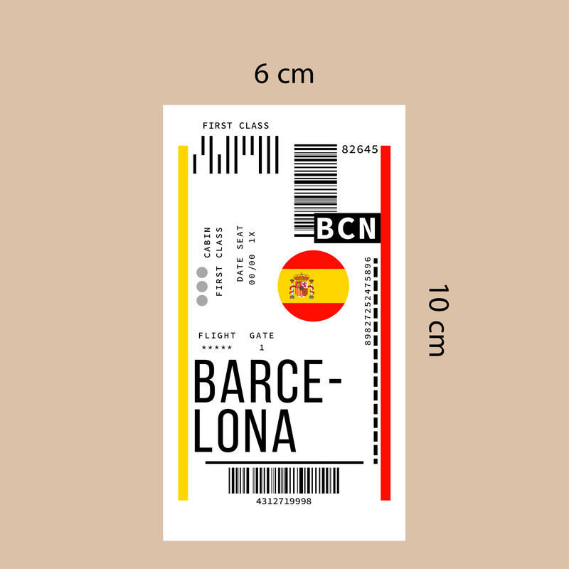 برچسب تزئینی موبایل و تبلت مدل تیکت بارسلونا- کد PH06