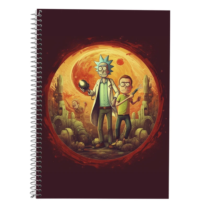 دفتر زبان 50 برگ مدوپد مدل دوخط طرح ریک اند مورتی rick&morty کد DF10893