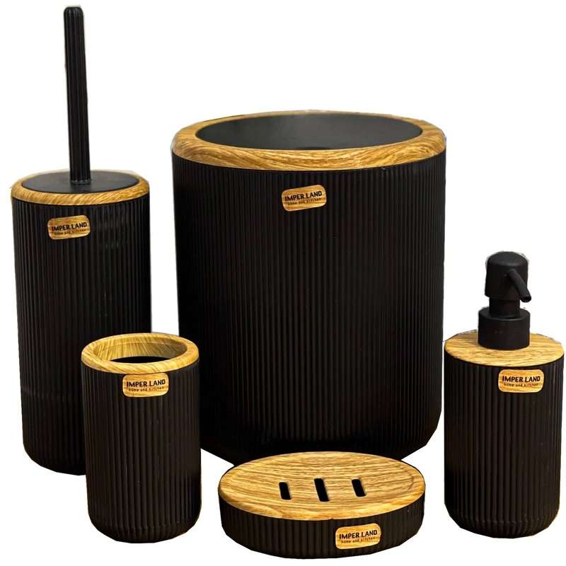 ست سرویس بهداشتی 5 پارچه امپرلند مدل کریز طرح چوب کد TP9356