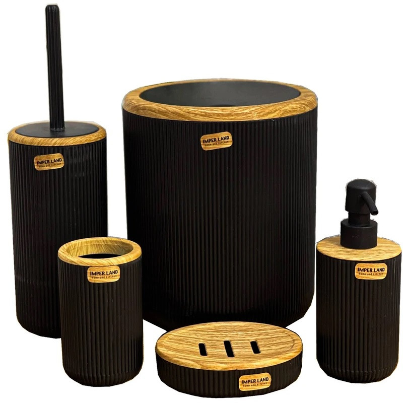 ست سرویس بهداشتی 5 پارچه امپرلند مدل کریز طرح چوب کد TP9356