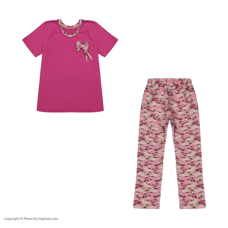 عکس شماره 2 : ست تی شرت و شلوار دخترانه مدل pnk bow