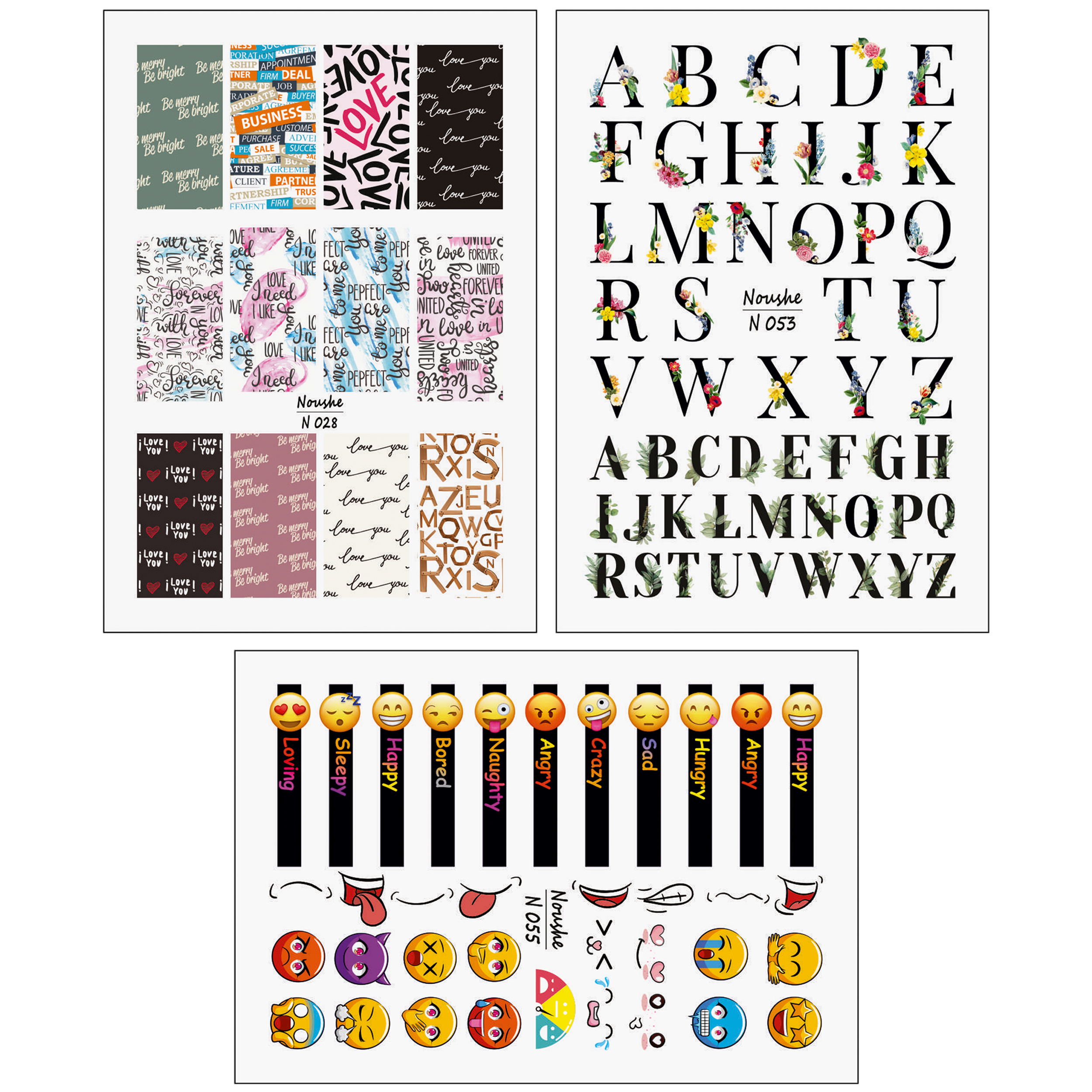 برچسب لنز ناخن مدل لاتین کد N28-53-55 مجموعه 3 عددی