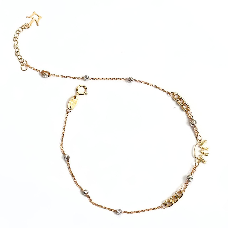 پابند طلا 18 عیار زنانه مدل P009 طرح پلاک تاج