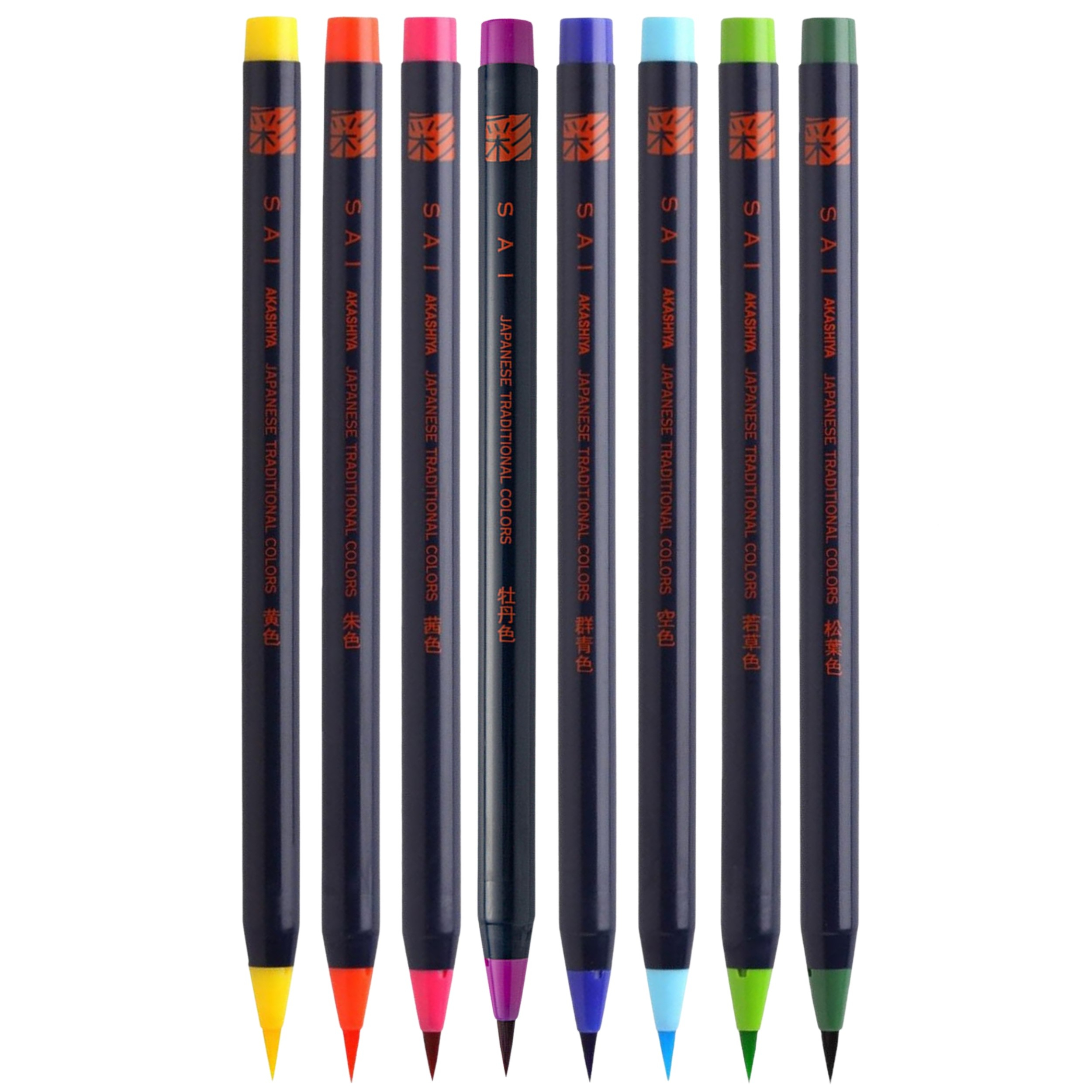 ماژیک آبرنگی آکاشیا مدل براش SAI JAPANESE TRADITIONAL COLORS بسته 8 عددی