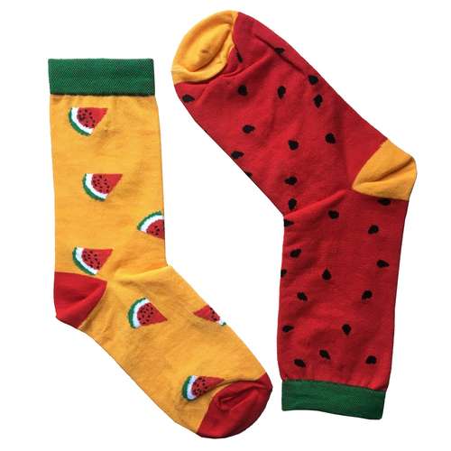 جوراب زنانه مدل ساقدار لنگه به لنگه هندوانه شب یلدا