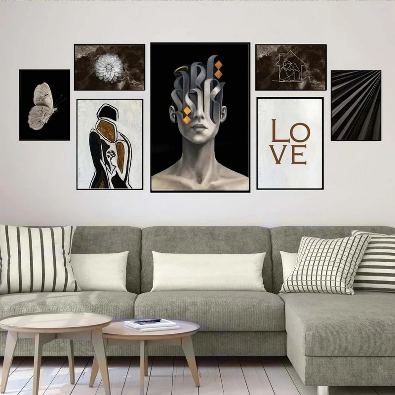 تابلو بکلیت طرح چهره و عشق مدل B-2203 مجموعه 7 عددی