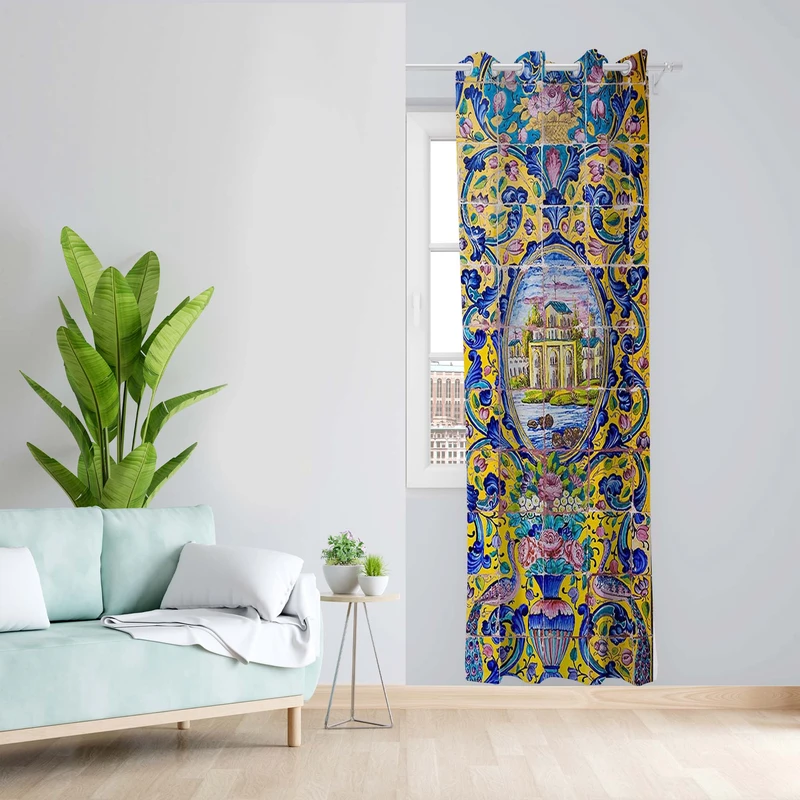 پرده طرح سنتی مدل مخمل پانچی کد 5317R z سایز 140x200 سانتی متر