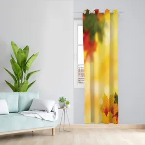 پرده طرح برگ پاییزی مدل مخمل پانچی کد 2201 z سایز 140x200 سانتی متر